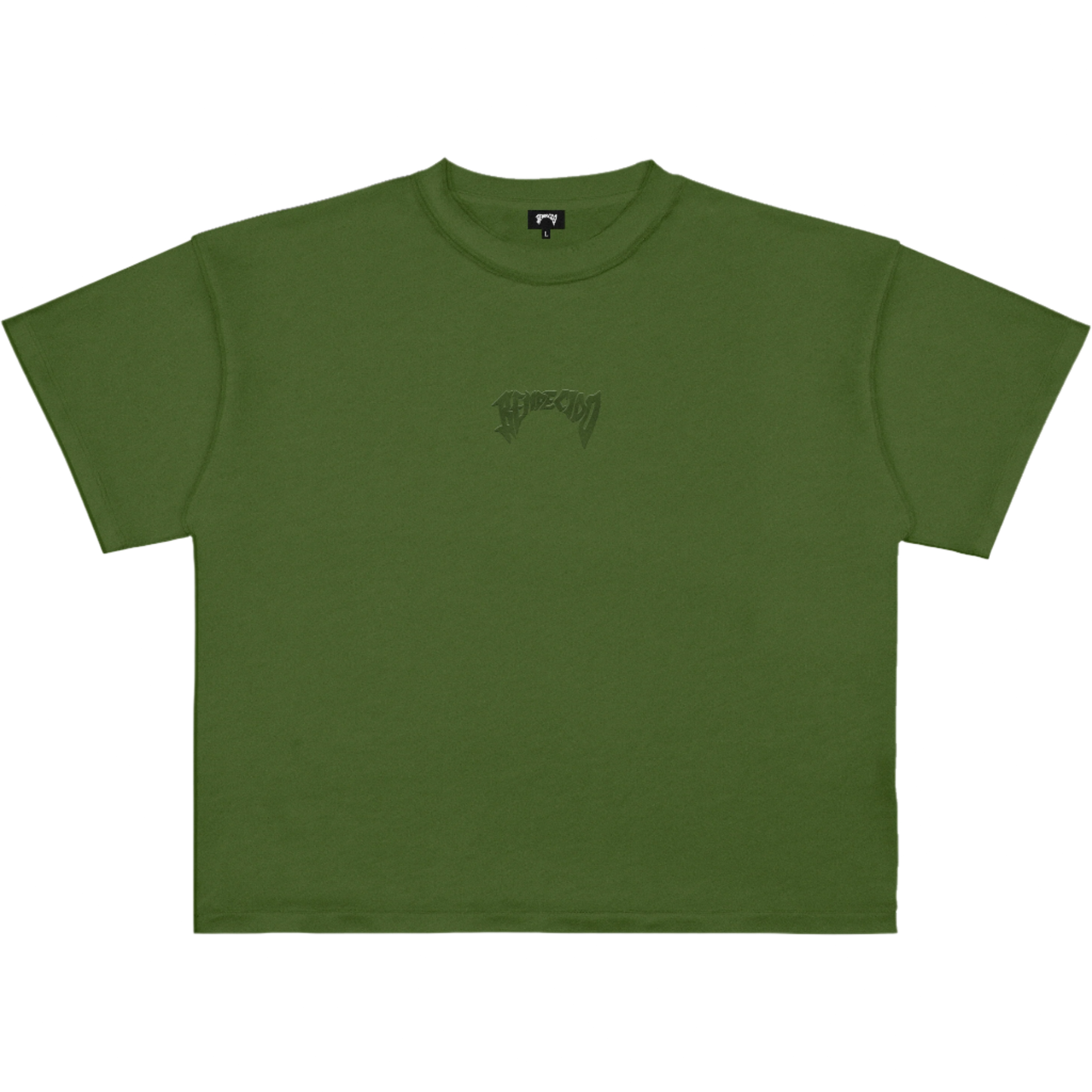 "BENDECIDO" EMBROIDERED TEE FOREST GREEN