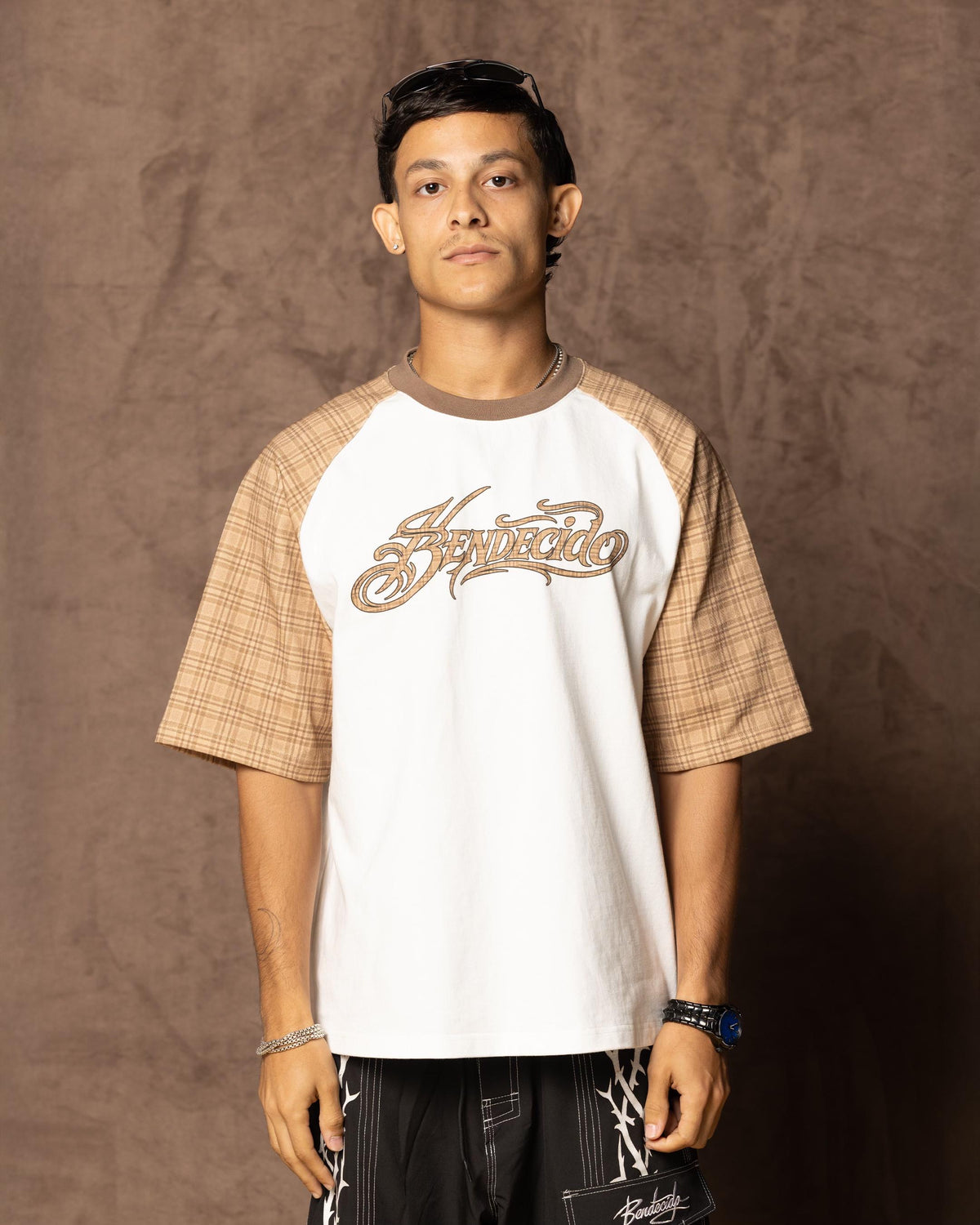 PLAID RAGLAN TEE