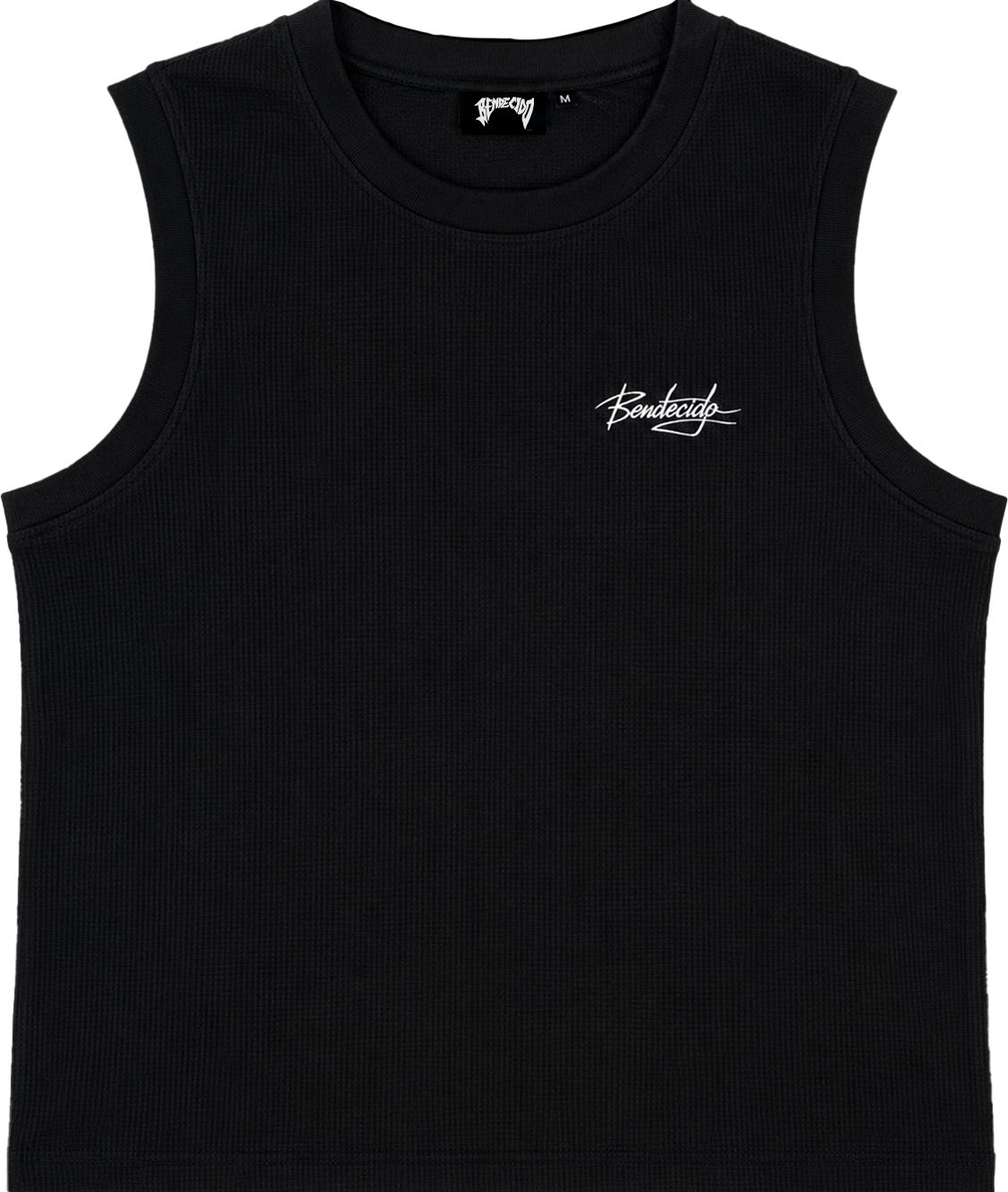 WAFFLE TANK TOP BLACK