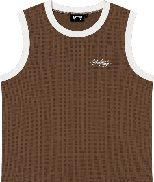 WAFFLE TANK TOP BROWN