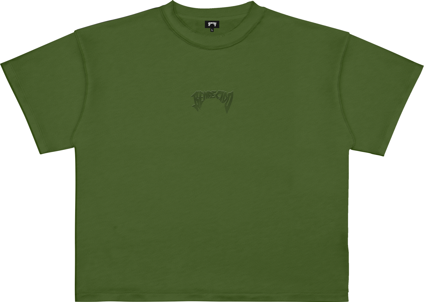 "BENDECIDO" EMBROIDERED TEE FOREST GREEN