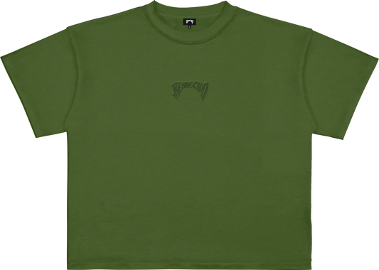 "BENDECIDO" EMBROIDERED TEE FOREST GREEN