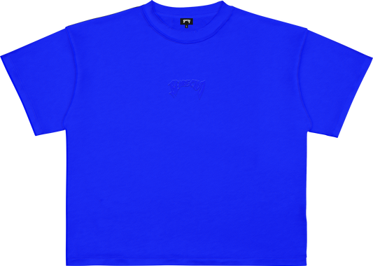 "BENDECIDO" EMBROIDERED TEE ROYAL BLUE