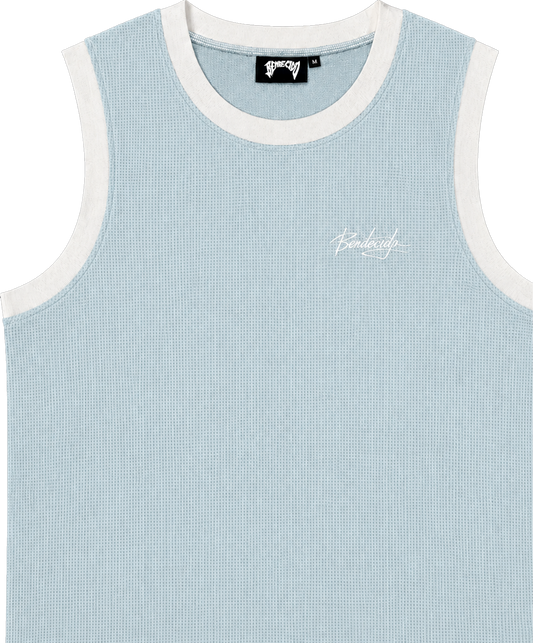 WAFFLE TANK TOP SKY BLUE