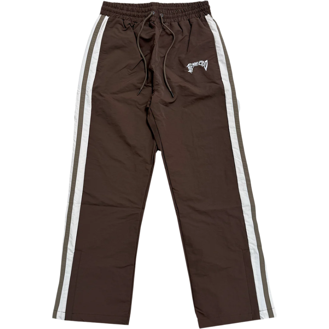 "BENDECIDO" BROWN TRACK PANTS